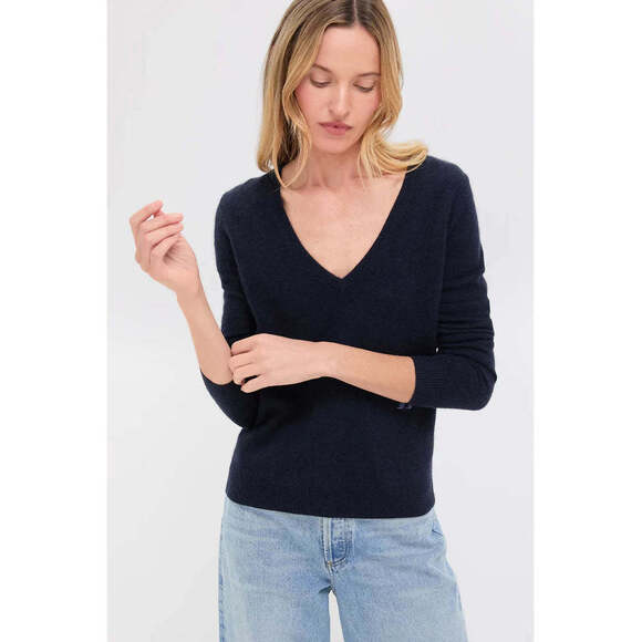 Tuckernuck Navy Cashmere V-Neck Sweater - Picture 1 of 2